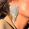 Long Tassel Drop Earrings for Women Silver Color Rhinestone Crystal Hanging Dangle Earring Bridal Wedding Jewelry - Image 6