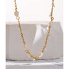 316L Stainless Steel Chain Necklace Pearl Cubic Zirconia Collar for Women Jewelry Wedding Gift - Image 3