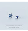 Modian Exquisite Luxury Blue Flower Plant Square Zircon Jewelry For Women Real 925 Sterling Silver Female Stud Earrings