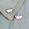 Origami Paper Airplane Paper Boat Enamel White Handcraft Lover Brooch Metal Badge Pin Cute Kids Costume Jewelry Gift - Image 6