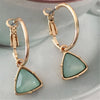 Korea Women Cat's Eye Triangle Stone Pendant Hoop Earrings Small Simple Temperament Female Wedding Jewelry - Image 1