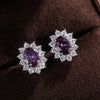 Full Zircon Stud Earrings for Women Blue/Purple/Red/Pink/Black/White/Green Oval CZ Wedding Female Jewelry - Image 7