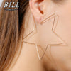 Hollow Heart Big Hoop Earrings for Women Punk Personality Clip On Earrings Metal Star Girls Ear Jewelry - Image 6