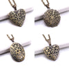 Heart Carved Flower Stripe Locket Pendant Necklace Women Vintage Ancient Brass Opening Photo Box Jewelry Romantic Gift - Image 1