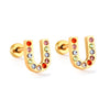 Stainless Steel Initials Letters A-Z Stud Earrings For Women Girls Gold Color Cubic Zirconia Small Mini Earrings Gifts - Image 7