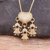 Family Pendant Necklace with Child Figure Combinations and Stone Accents - Image 10