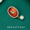 Vintage Palace Plant Flower Baroque Brooch Red Enamel Pearl Brooch Pin Woman Party Accessories - Image 19
