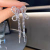 Letter D Asymmetric Long Tassel Zircon Earrings For Women Korean Sparkling Earrings Jewelry Party Gifts - Image 7