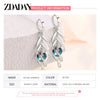 Silver Hollow Blue Crystal Long Drop Earrings For Women Wedding Jewelry Gift - Image 6