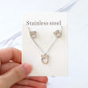 Chic Elegant Heart Indian Jewelry Sets Women Wedding Crown Steel Necklace And Earrings Bulk - Image 44