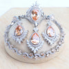 Silver Red Zircon Bridal Jewelry Sets Wedding Stones Bracelets Earrings Rings Pendant Necklace Set For Women - Image 11