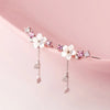 Korean Moon Pearl Zircon Stud Earrings For Women Elegant Crystal Flower Cherry Blossoms Earring Anniversary Wedding Jewelry - Image 1