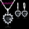 Wding Engagement Anniversary Gift Jewelry Sets Silver Color Stamped Heart Pendant Hoop Earrings for Women Girls - Image 11