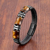 Tiger Eye Bead Bracelet with Stainless Steel Details in Multiple Colors - Image 12
