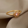 Stainless Steel Opal Finger Rings For Women Adjustable Couple Geometric Ring Handmade Aesthetic Jewelry Gift - Image 4