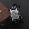 Charm Wide Leather Bracelet Men Punk Braided Rope Alloy Cuff Bangle Male Wristband Viking Bracelet Mens Jewelry with wood box - Image 3