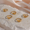 Stainless Steel Gold Plated Engraving Wildflower Tea Leaf Lavender Sunflower Signet Rings For Women - Image 15