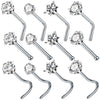 Surgical Steel Nose Stud Set 4 Pieces 20G in L Shape Screw and Bone - Image 35