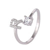 Buyee Silver Female Ring Finger White Zircon A-Z Letter Open Ring for Women Party Jewelry Circle - Image 19