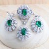 Women Bridal Jewelry Sets Silver Green Zircon Wedding Jewerly Earrings Rings Stones Bracelets Pendant Necklace Set - Image 2