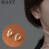 Silver Geometric Diamond Pavé CZ Zircon Charm Hoop Earrings for Women French Huggies Piercing Jewelry - Image 1