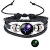 12 Zodiac Sign Glow in The Dark bracelet Bangle For Women Men Glass Constellations Charm Leather Rope Chains Jewelry - Image 7