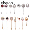 Rinhoo Vintage Crystal Flower Suit Brooches Pin Simple Letters Butterfly Crown Round Leaf Long Needle Lapel Pins Wedding Jewelry - Image 1