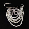 Handmade Metal Pearl Chain Greek Sorority Rhinestone Initial Number1 To Number 31 Brooches Apparel Jewelry - Image 30