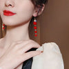 Christmas Red Dangle Earrings For Women Rhinestone Snowflake Pearl Earring Christmas Party Festival Year Jewelry - Image 6