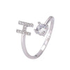 Buyee Silver Female Ring Finger White Zircon A-Z Letter Open Ring for Women Party Jewelry Circle - Image 29