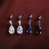 Cubic Zirconia Water Drop Charm Women Drop Earring Wedding Band Jewelry White/Purple Earrings - Image 13