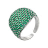 Wide Dome Pave CZ Statement Ring Gold Silver Plated Brass Multi-color Crystal Open Adjustable for Women Jewelry - Image 8