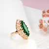 Rose Gold Ethnic Bride Wedding Ring Vintage Jewelry Daily Unique Hollow Green Zircon Women Rings - Image 6