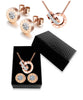 Interlocking Hoop Jewelry Kit Ladies, Rose Gold Tone Steel CZ Stone Necklace Earrings Bracelet Set Casual Daily Wear - Image 21