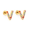 Stainless Steel Initials Letters A-Z Stud Earrings For Women Girls Gold Color Cubic Zirconia Small Mini Earrings Gifts - Image 8