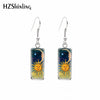 Sun and Moon Rectangular Earring Day and Night Art Fish Hook Earrings Glass Cabochon Handmade Jewelry - Image 3
