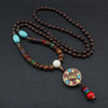 Vintage Handmade Necklace Nepal Buddhist Mala Wood Beads Pendant Necklace Ethnic Fish Horn Long Statement Men Women's Jewelry - Image 21