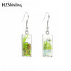 Rectangle Hook Earrings Glass Cabochon Frog and Toad Pattern Stainless Steel Earrings Jewelry - Image 4