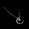 Moon Star Silver Necklace Simple Sparkling Clavicle Chain Woman Wedding Jewelry Party Birthday Gift - Image 4