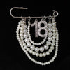 Handmade Metal Pearl Chain Greek Sorority Rhinestone Initial Number1 To Number 31 Brooches Apparel Jewelry - Image 26