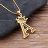 Copper Zircon A-Z Crown Alphabet Pendant Chain Necklace Hip-Hop Style Woman Man Initial Name Jewelry - Image 5