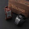 Charm Wide Leather Bracelet Men Punk Braided Rope Alloy Cuff Bangle Male Wristband Viking Bracelet Mens Jewelry with wood box - Image 1