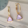 Korea Women Cat's Eye Triangle Stone Pendant Hoop Earrings Small Simple Temperament Female Wedding Jewelry - Image 5