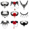 Gothic Chokers Black Beaded Flowers Sexy Lace Neck Choker Necklace Vintage Tassel Chain Women Steampunk Halloween Jewelry - Image 1