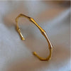 Dieyuro 316L Stainless Steel Temperament Bamboo Open Thin Bangle Handmade Anniversary Gift - Image 3