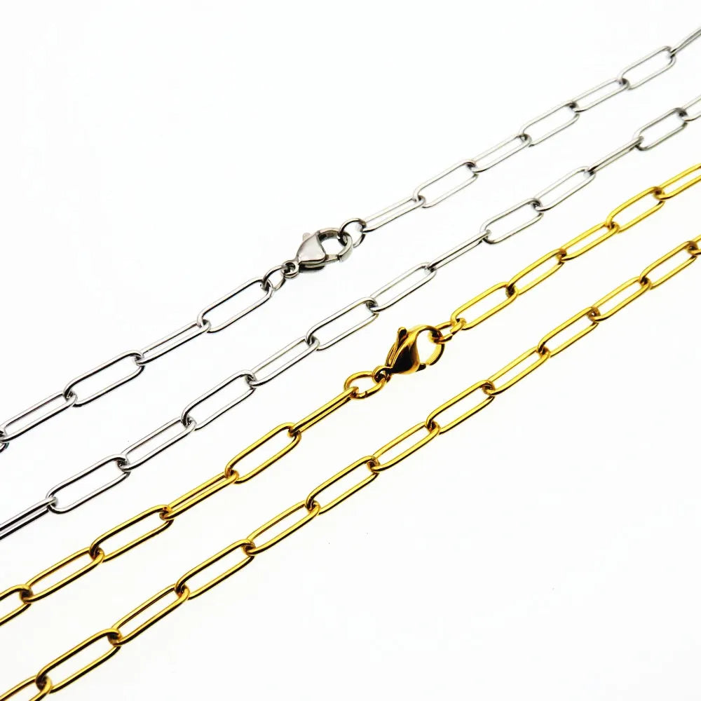 1 4 12mm 2Colors 316L Stainless Steel Big Long O Chain Necklace For Man Women Jewelry - Image 1