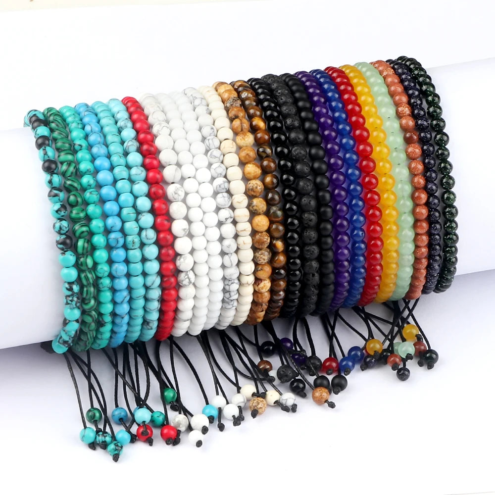Adjustable 4 mm Beaded Stretch Bracelet in Multiple Color Styles - Image 1