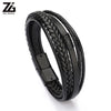 ZG Braided Leather Bracelets for Men in Black and Brown Color Armband Heren with Magnetic Elegent Bangle Male Cool Bracelet - Image 1