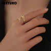 316L Stainless Steel Leaf Cross Opening Ring For Woman French Elegant 2 Color Wedding Jewelry Holiday Gift Beautiful - Image 2