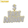 Iced Out Bling Crown Letters Money Pendant Necklace Two Tone Color CZ Zircon Dollar Symbol Necklaces Men's Hip Hop Jewelry - Image 8